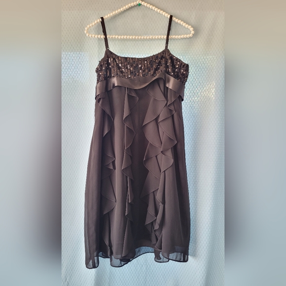 Eliza J Missy Sheer Ruffle Cocktail Dress Sz 12p - Picture 2 of 4